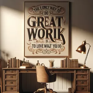 The only way to do great work is to love what you do. - Steve Jobs