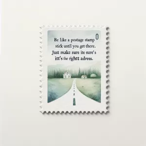 Be like a postage stamp stick to one thing until you get there. Just make sure it’s the right address.