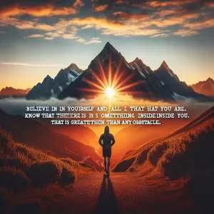 Believe in yourself and all that you are. Know that there is something inside you that is greater than any obstacle. - Christian D. Larson