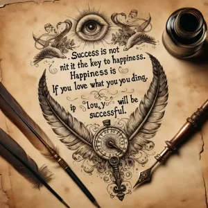 Success is not the key to happiness. Happiness is the key to success. If you love what you are doing, you will be successful. - Albert Schweitzer