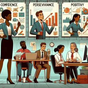 Confidence, perseverance, and a positive attitude are the keys to success in the workplace.