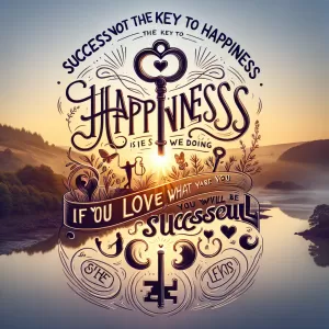 Success is not the key to happiness. Happiness is the key to success. If you love what you are doing, you will be successful. - Albert Schweitzer