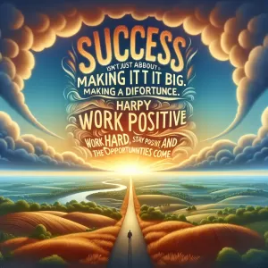 Success isn't just about making it big. It's about making a difference. Work hard, stay positive and the opportunities will come.