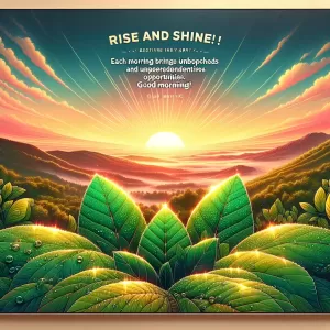 Rise and Shine! Each morning brings untouched promise and unprecedented opportunities. Let's make the most of them. Good morning!