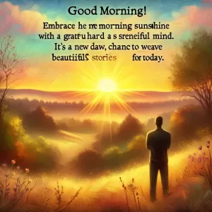 Embrace the morning sunshine with a grateful heart and a serene mind. It's a new dawn, a chance to weave beautiful stories for today. Good Morning!