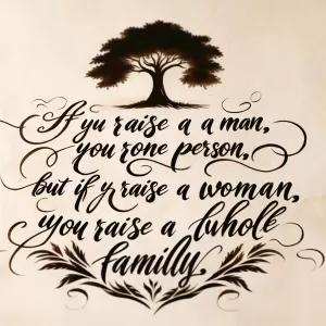 Chesterfield: If you raise a man, you raise one person, but if you raise a woman, you raise a whole family.