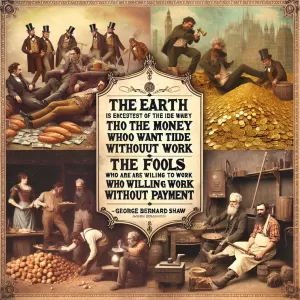 Shaw: The earth consists of the idle who want money without work, and the fools who are willing to work without payment.