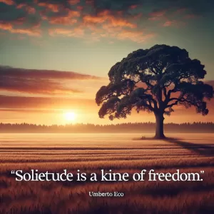 Umberto Eco: Solitude is a kind of freedom.