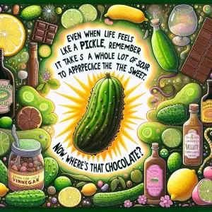 Even when life feels like a pickle, remember it takes a whole lot of sour to appreciate the sweet. Now, where's that chocolate?