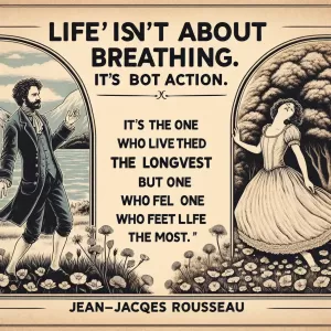 Life isn’t about breathing. It’s about action. It’s not the one who lived the longest who truly lived, but the one who felt life the most. – Rousseau.