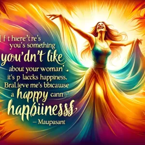 If there’s something you don’t like about your woman, it’s probably because she lacks happiness. Believe me, a happy woman cannot be disliked. – Maupassant.