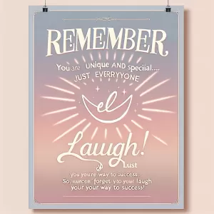 Remember, you are unique and special... just like everyone else! So, don't forget to laugh your way to success!