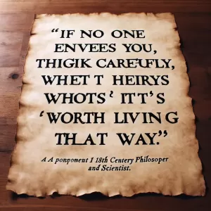 If no one envies you, think carefully about whether it’s worth living that way. – Benjamin Franklin.