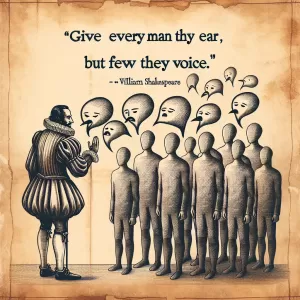 Give every man thy ear, but few thy voice. – William Shakespeare